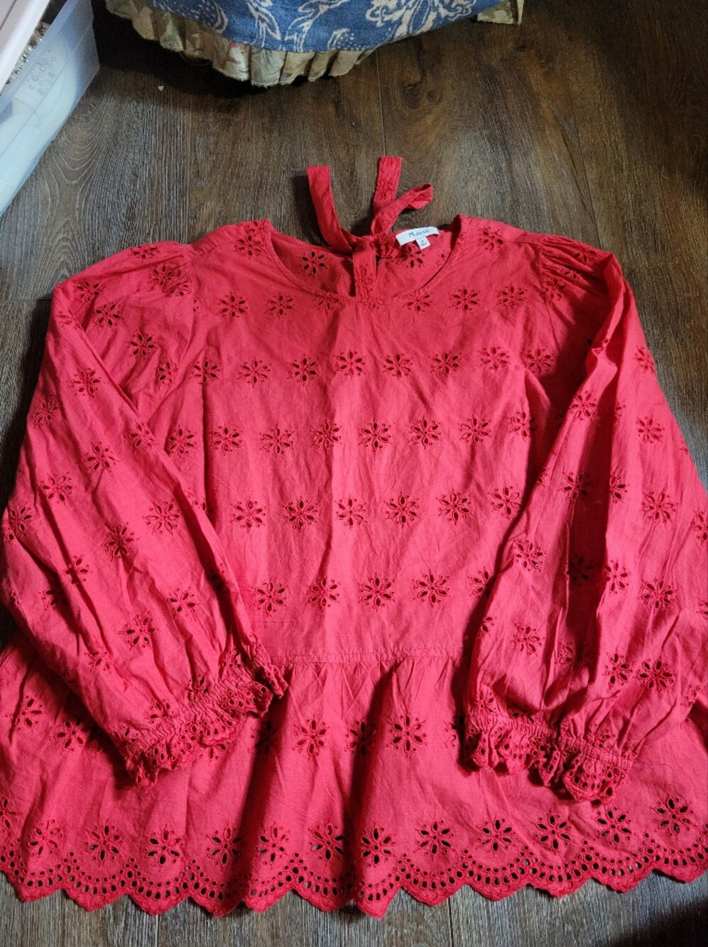 Madewell Red Eyelet Tiered Shirt